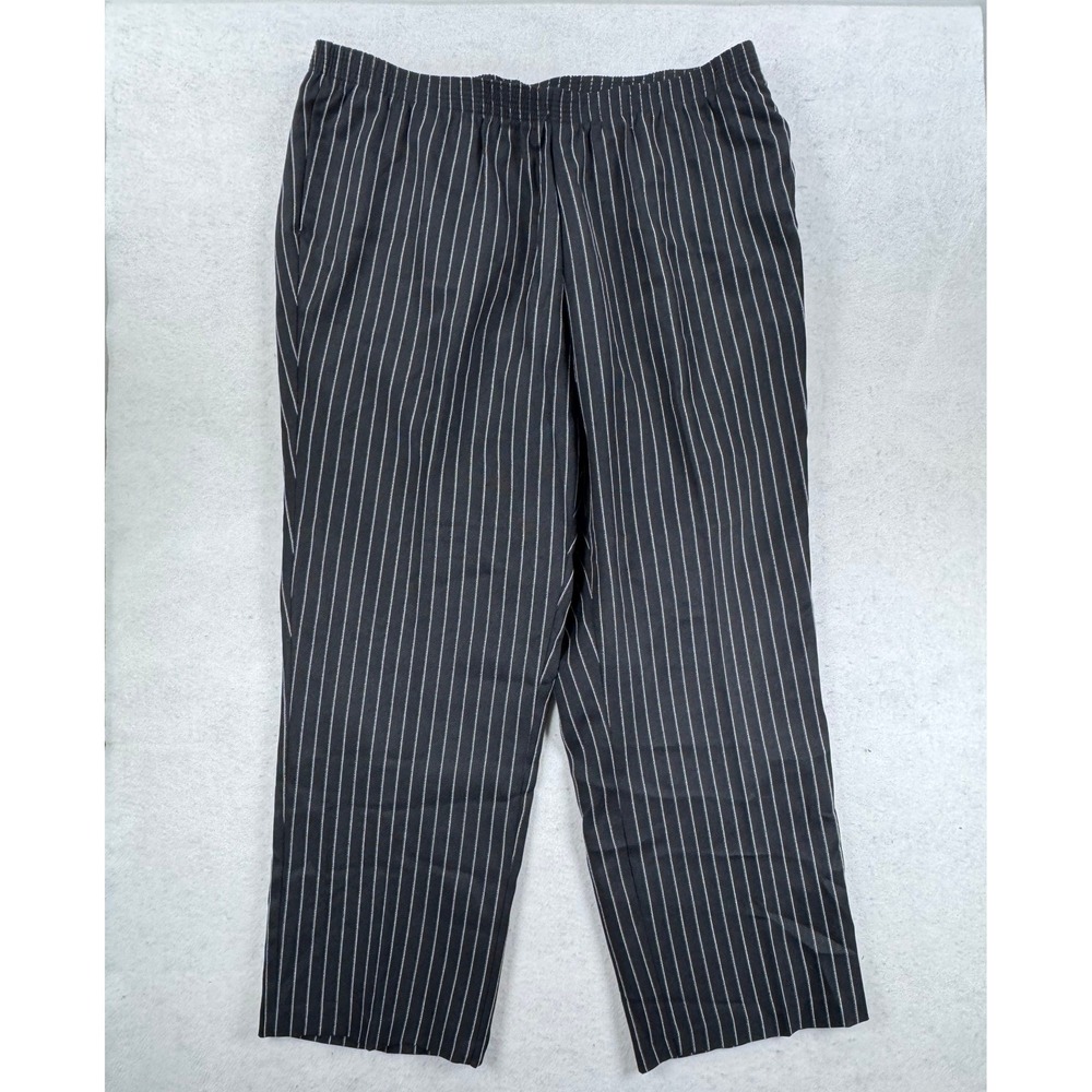 Allison Daley Womens 20W Pinstripe Elastic Waist Straight Leg Pants Black